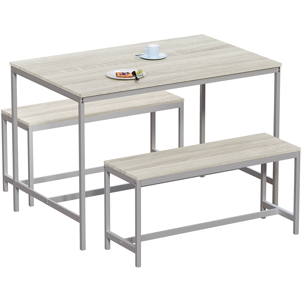 Vida Designs Roslyn 4 Seater Metal Frame Dining Bench Set Oak Image 2