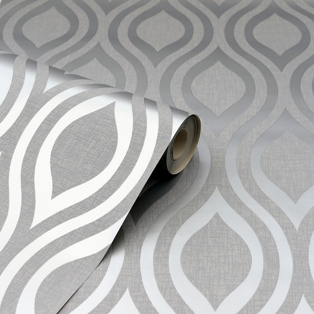 Arthouse Luxe Ogee Silver Wallpaper Image 2