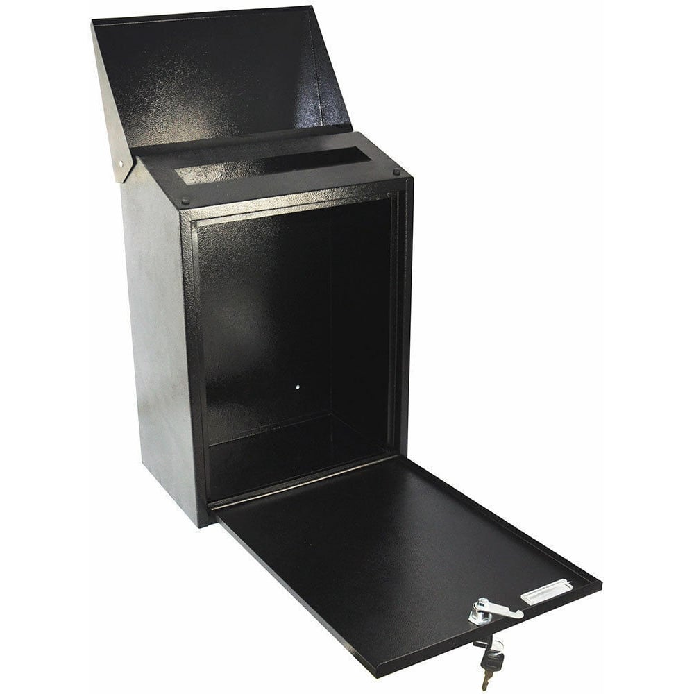 Costway Black Wall Mounted Steel Lockable Letter Box Image 7