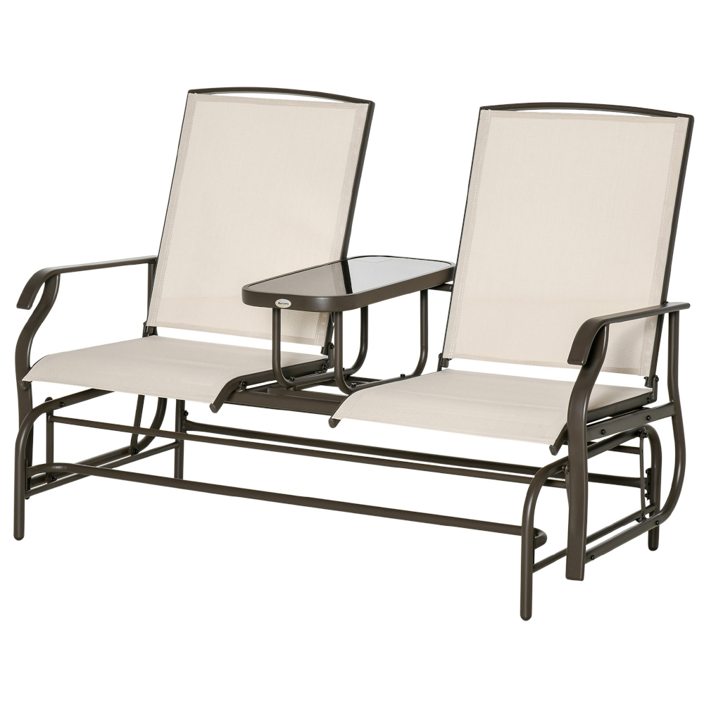 Outsunny 2 Seater Cream Gliding Chair Image 5