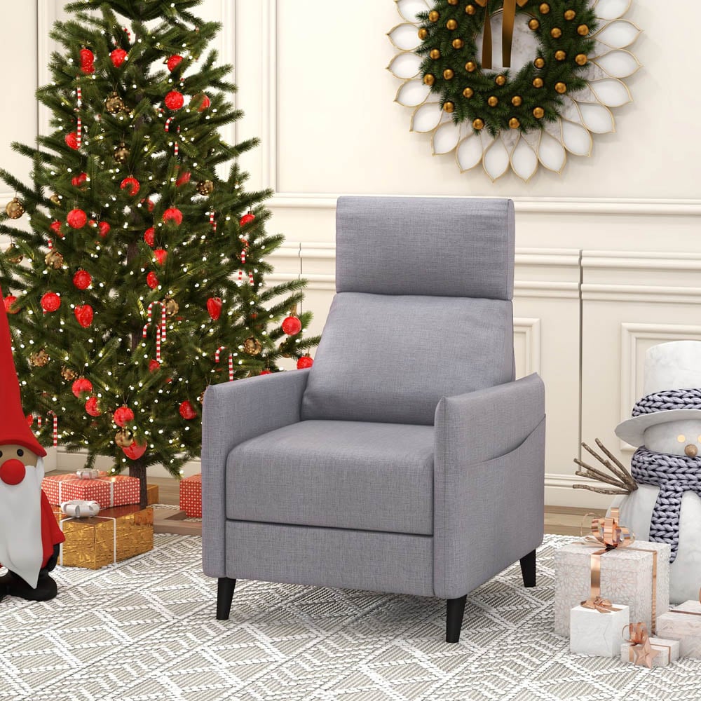 Costway Grey Recliner Armchair with Footrest Image 4