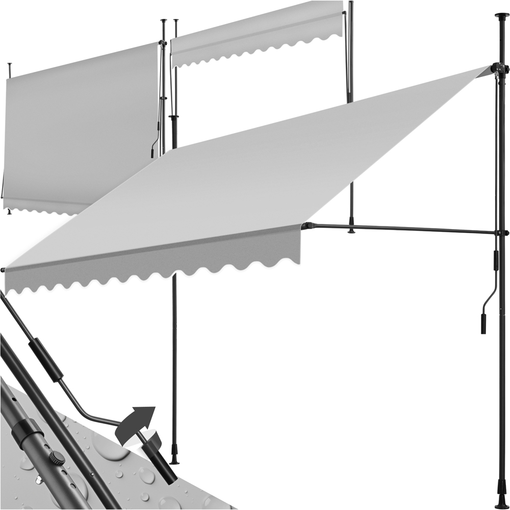 tectake Light Grey Retractable Awning 3 x 1.8m Image 2