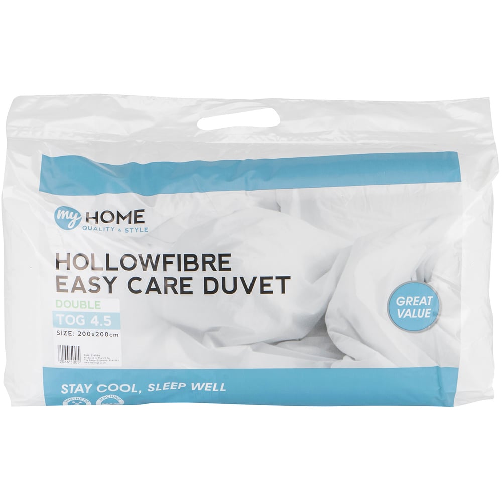 My Home Double White Hollowfibre Easy Care Duvet 4.5 Tog Image 1
