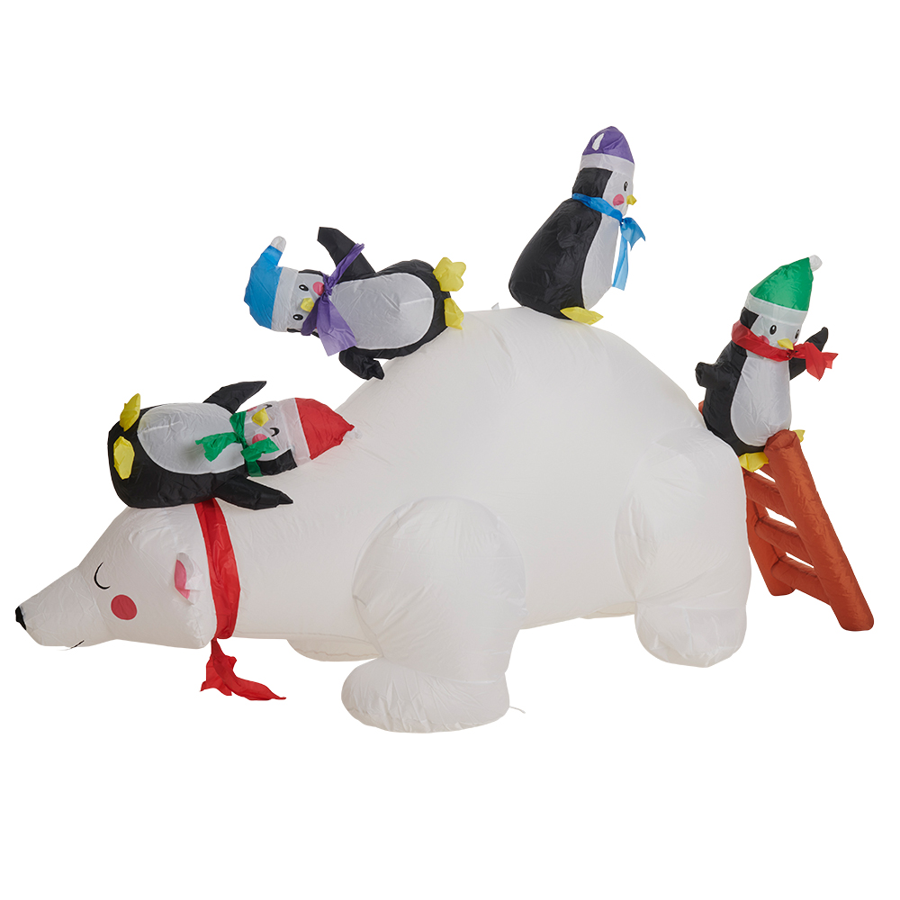 Festive Giant Inflatable Polar Bear and Penguins Image 1