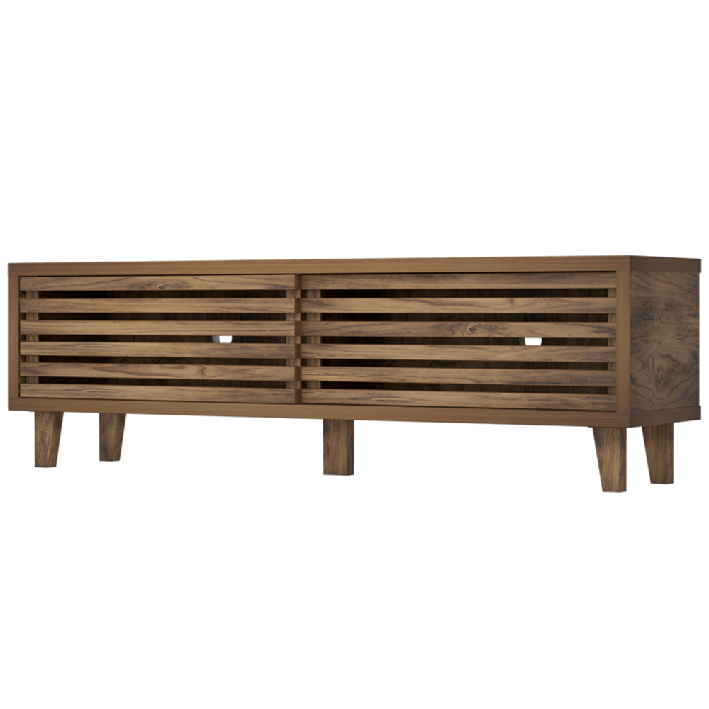 Flexi Storage Erik 2 Door Mango Wood Effect Slatted Wide TV Unit Image 2
