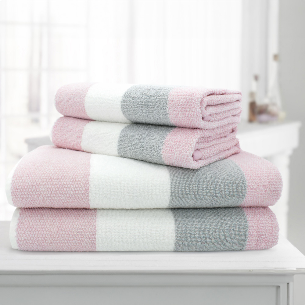 Velosso Weston Pink Strip Hand Towel Set of 2 Image 4