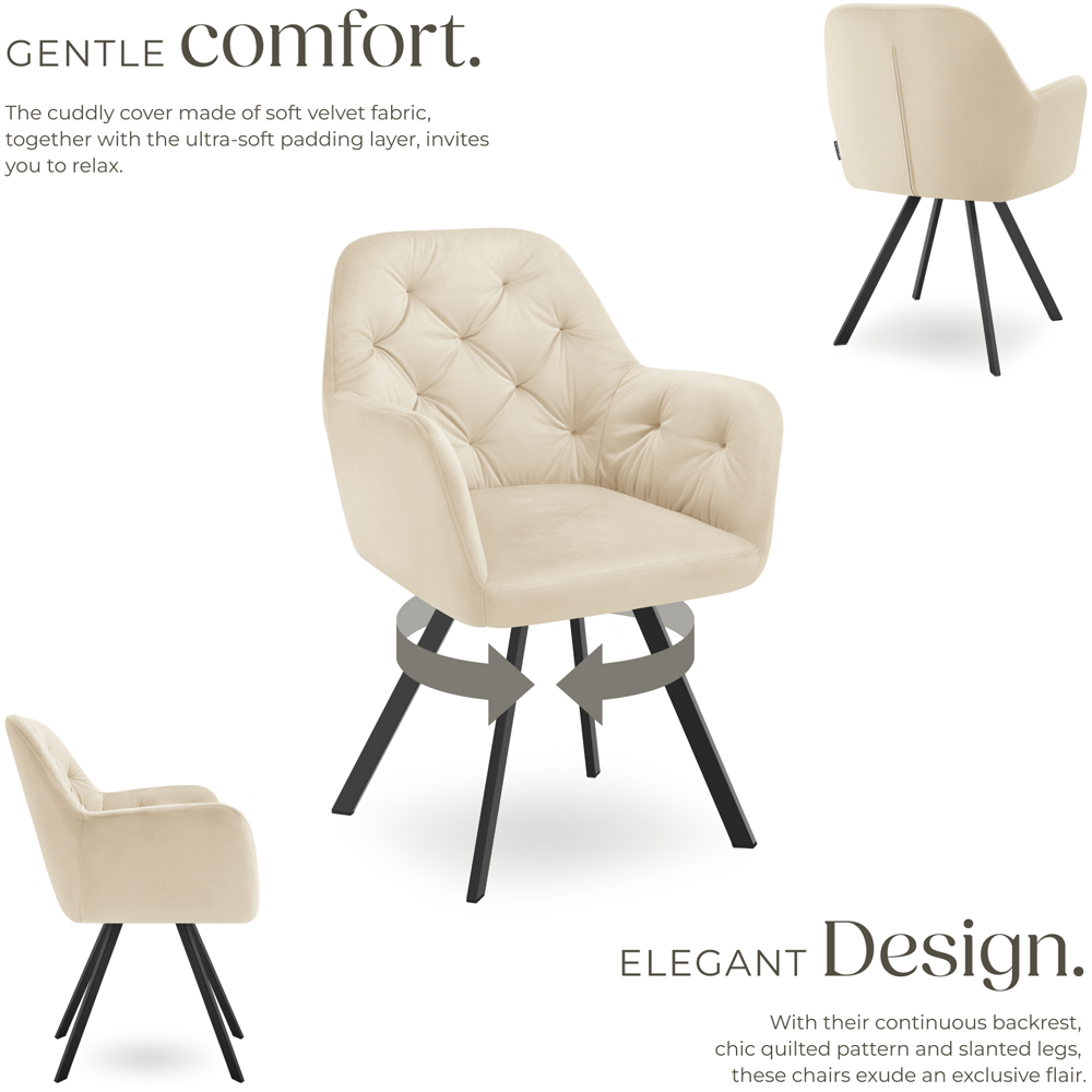 tectake Lucia Set of 2 Cream Quilted Armchair Image 7