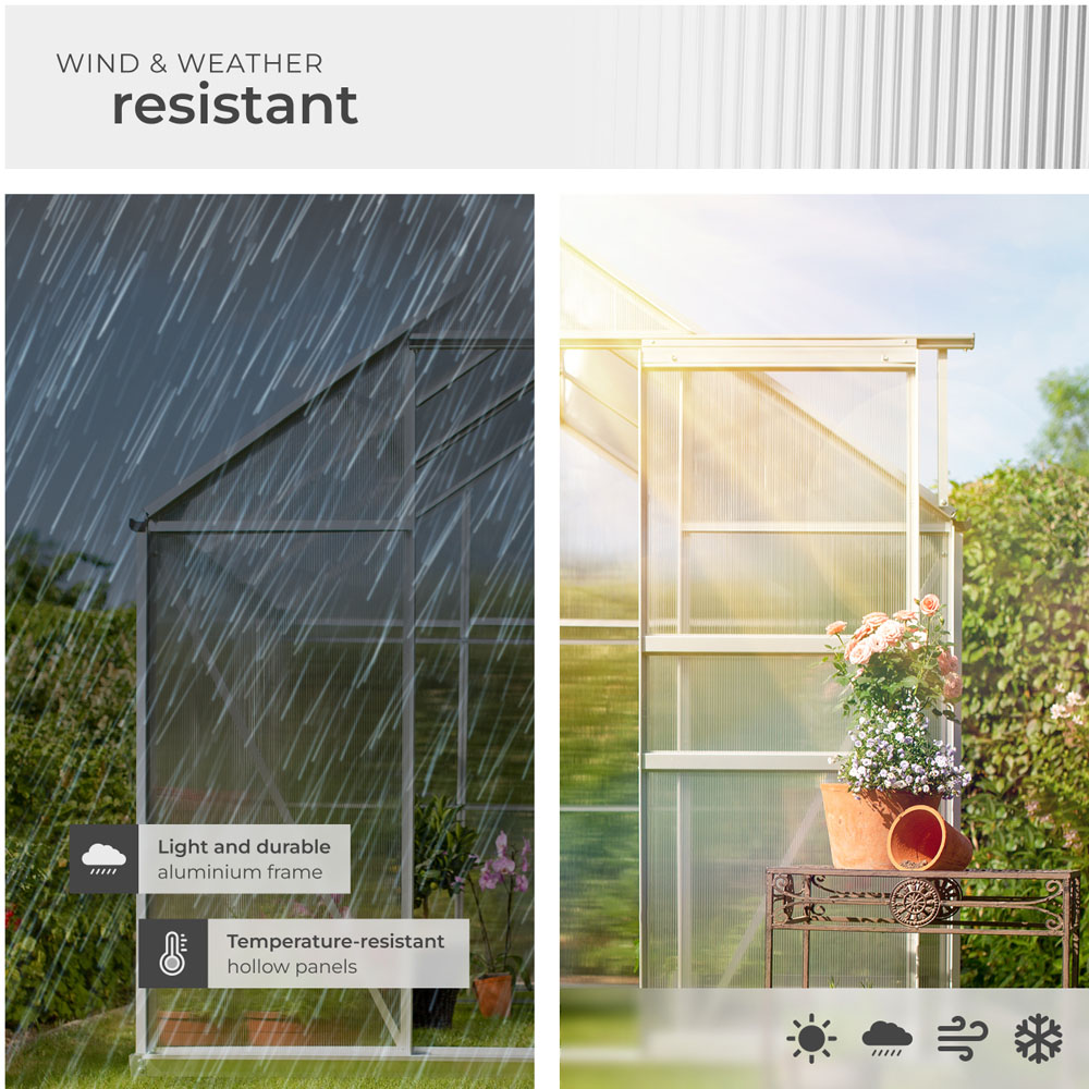 tectake Clear Aluminium 6 x 6.2ft Greenhouse with Foundation Image 5