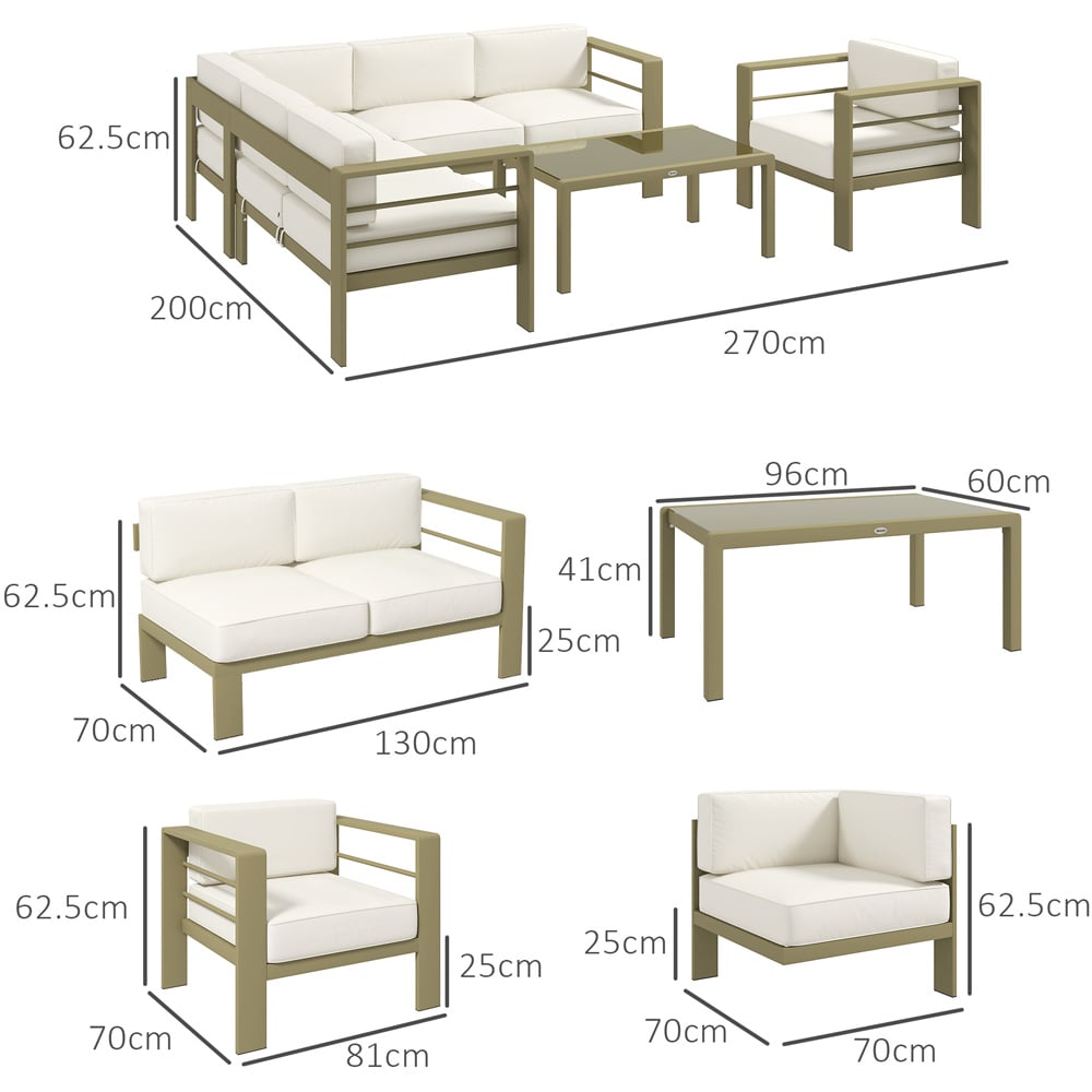 Outsunny 6 Seater Gold Aluminium Garden Sofa Set Image 8