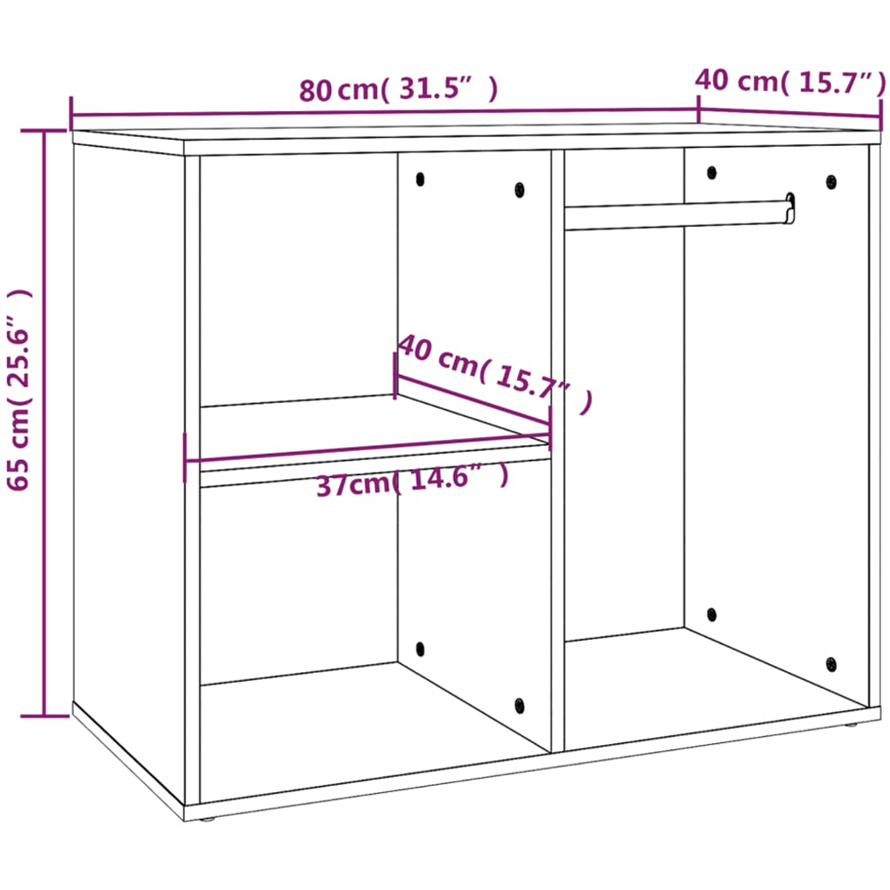 vidaXL 3 Shelf Black Engineered Wood Dressing Cabinet Image 9