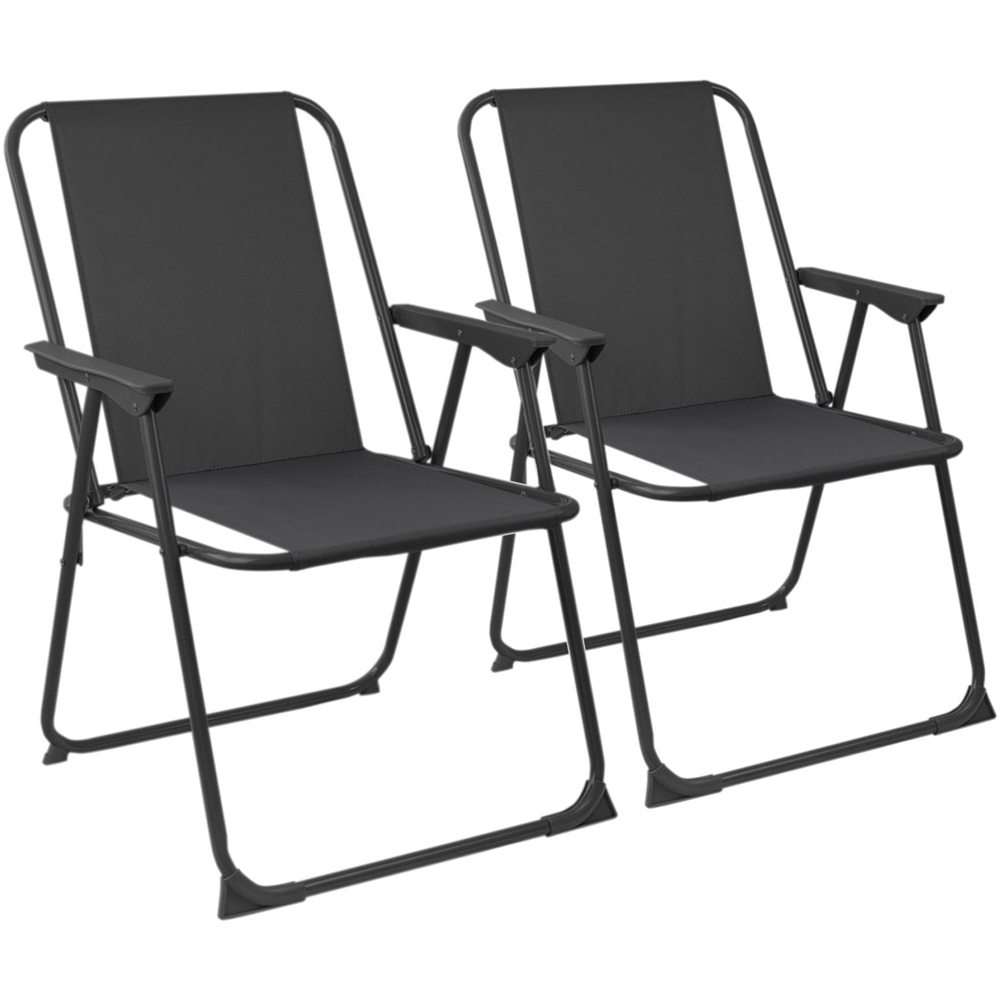 Harbour Housewares Set of 2 Black Folding Metal Beach Chair Image 2