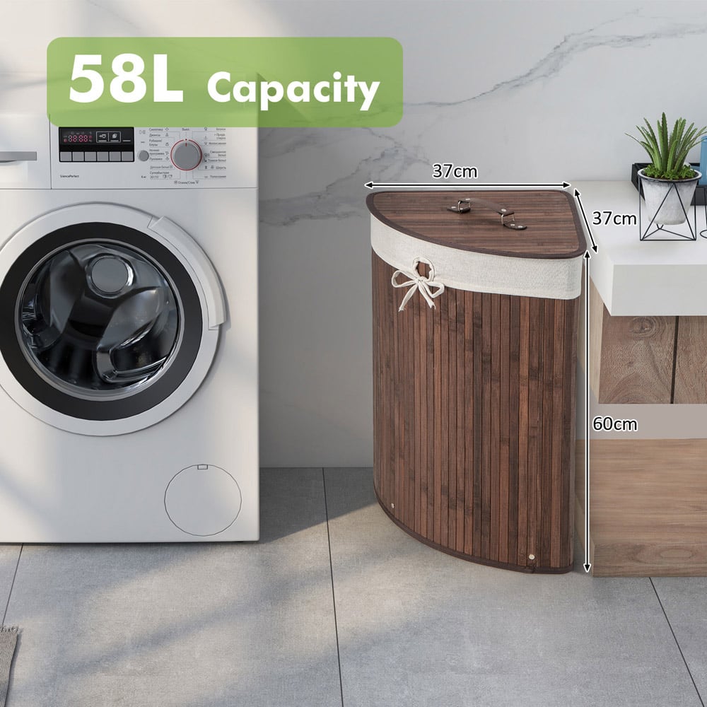Costway Coffee Laundry Hamper with Lid Image 9