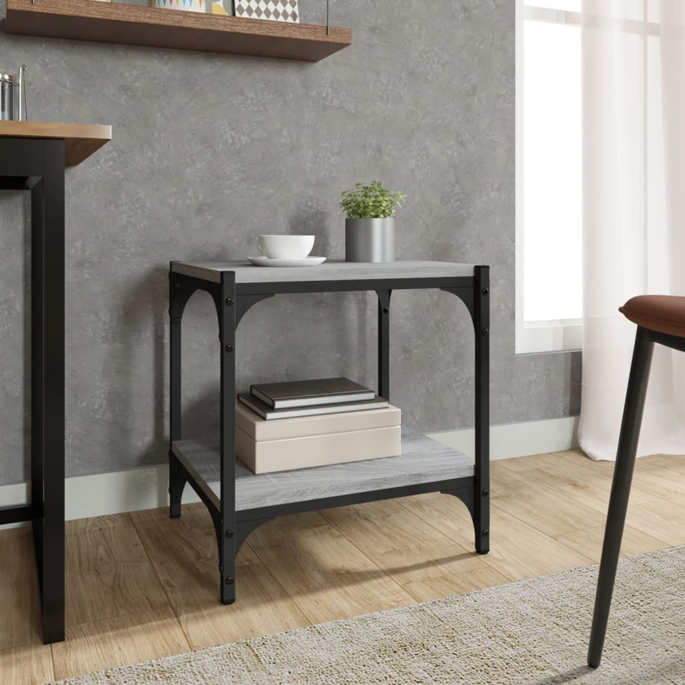 vidaXL Single Shelf Grey Sonoma Wood and Steel TV Cabinet Image 3