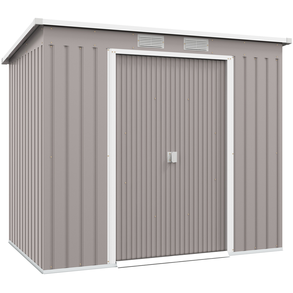 Outsunny Grey Metal Garden Shed with Sloped Roof and Air Vents Image 1