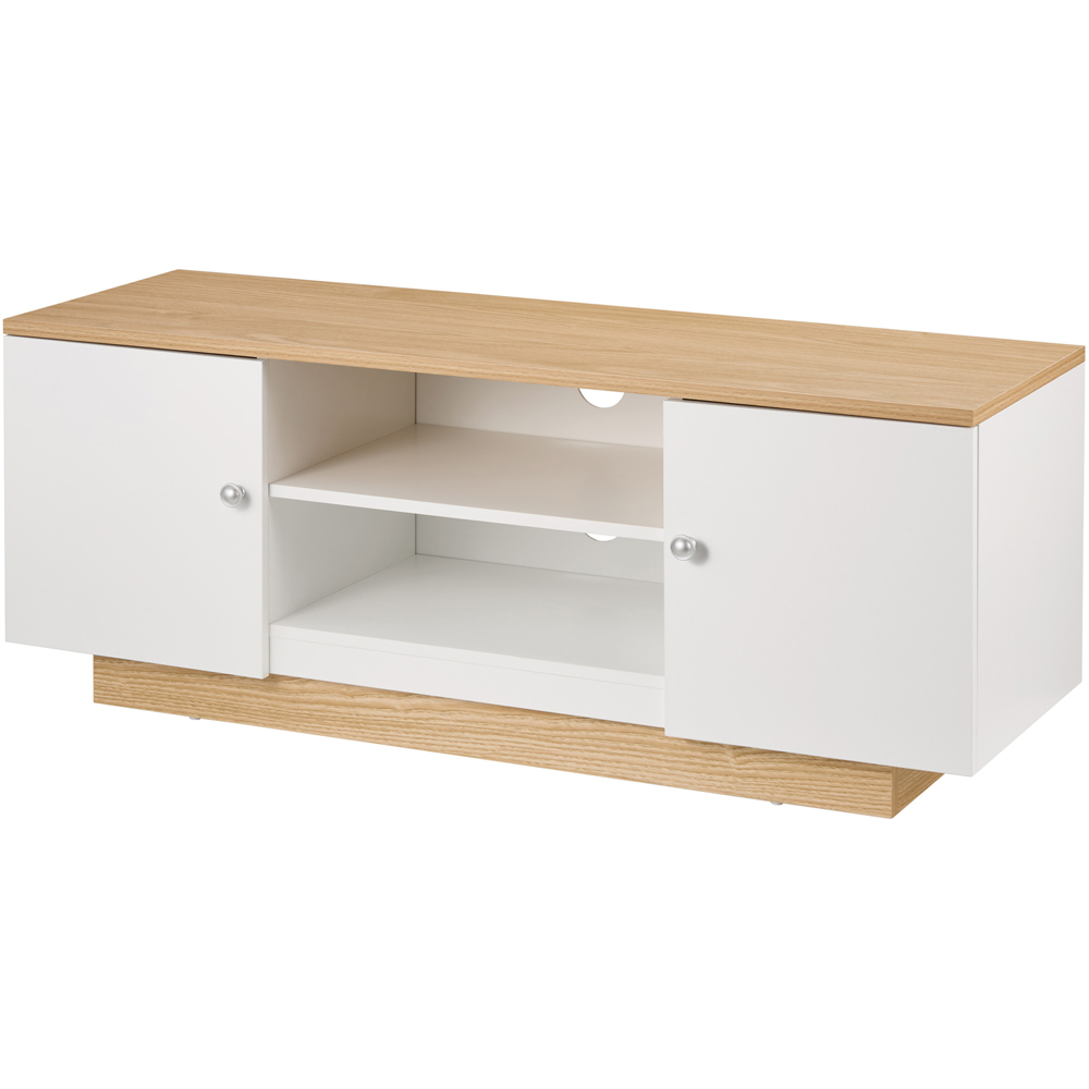 TTAP Venice White and Oak 2 Door 2 Shelf TV Cabinet  Image 2