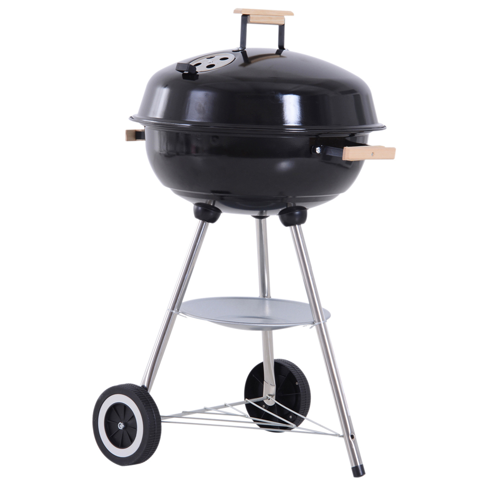 Outsunny Black Round Portable Kettle Charcoal BBQ Grill Image 1