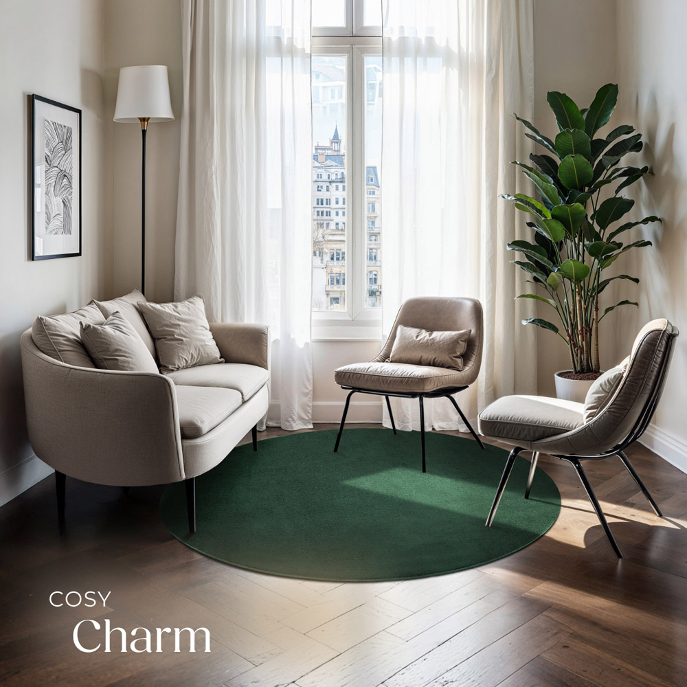 tectake Zonelle Green Short Pile Ultra Soft Rug 120 x 120cm Image 3