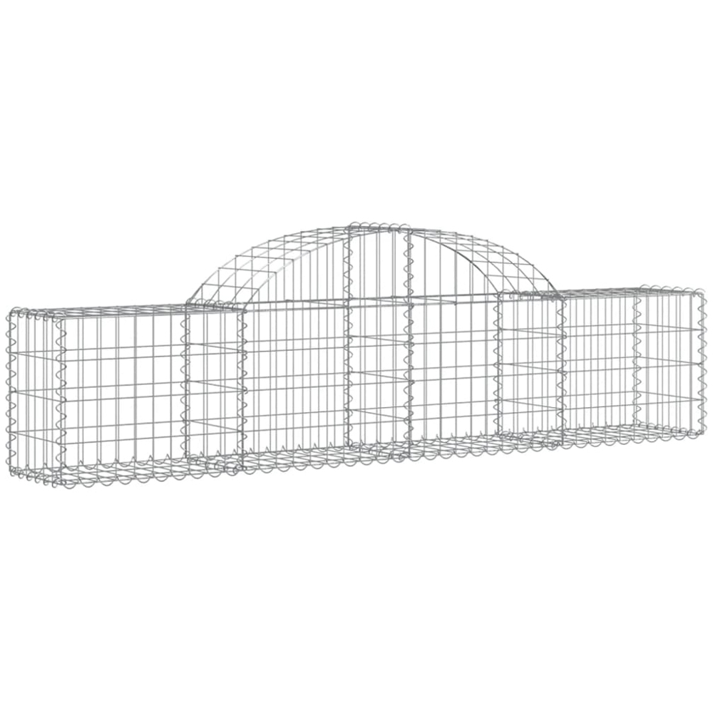 vidaXL Silver Galvanised Iron Arched Gabion Basket 200 x 30 x 40/60cm 8 Pack Image 1