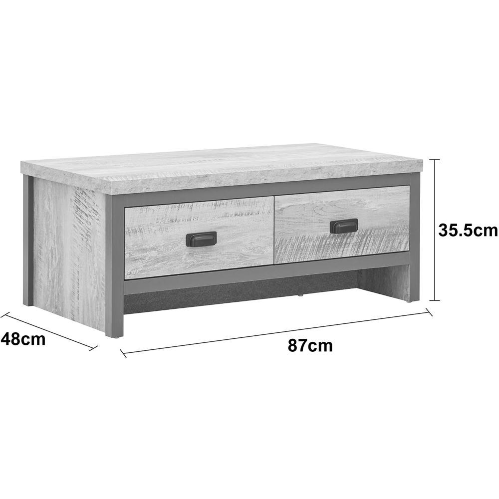 GFW Boston 2 Drawer Oak Coffee Table Image 9
