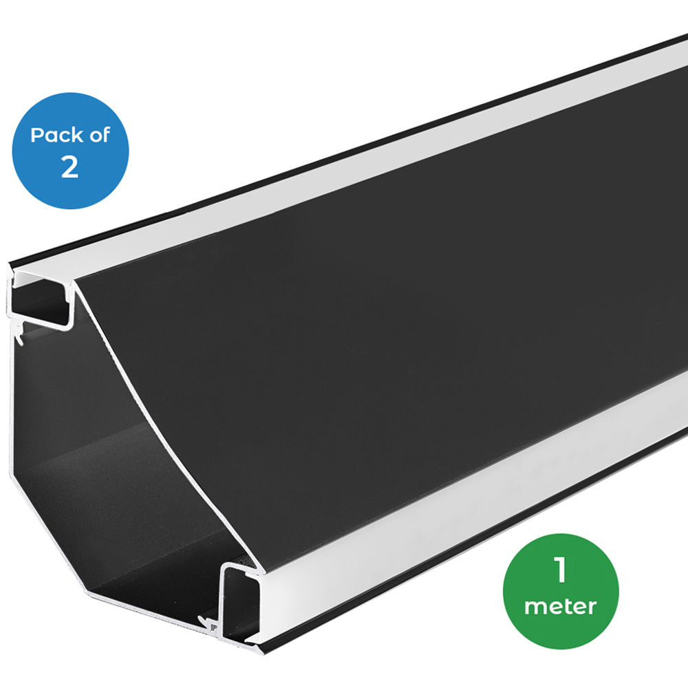 ENER-J Black Corner Aluminium Profile Gypsum LED Cove Light 1m 2 Pack Image 3