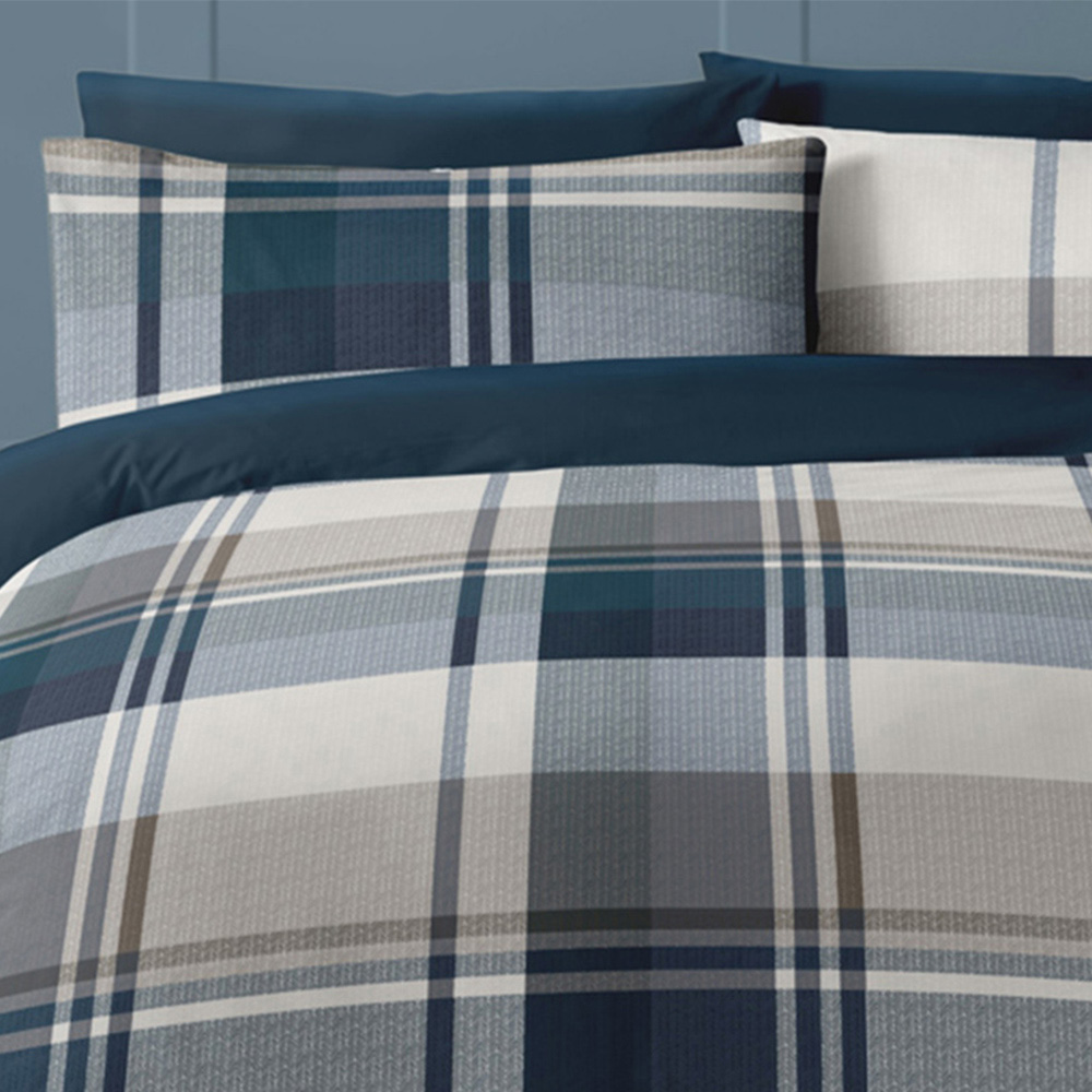 Bellissimo September Super King Teal Check Duvet Set Image 3