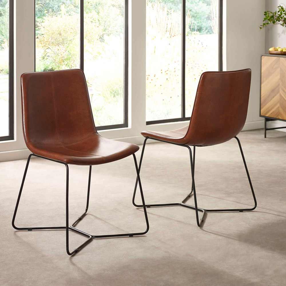 Julian Bowen Joren Set of 2 Tan Brown PU Leather Dining Chair Image 6