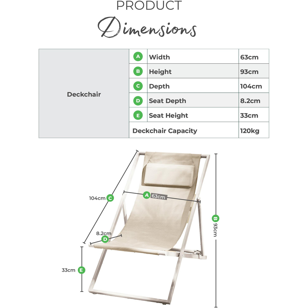 Furniturebox Cannes Set of 2 Cream Metal And Textilene Deck Chair Image 8