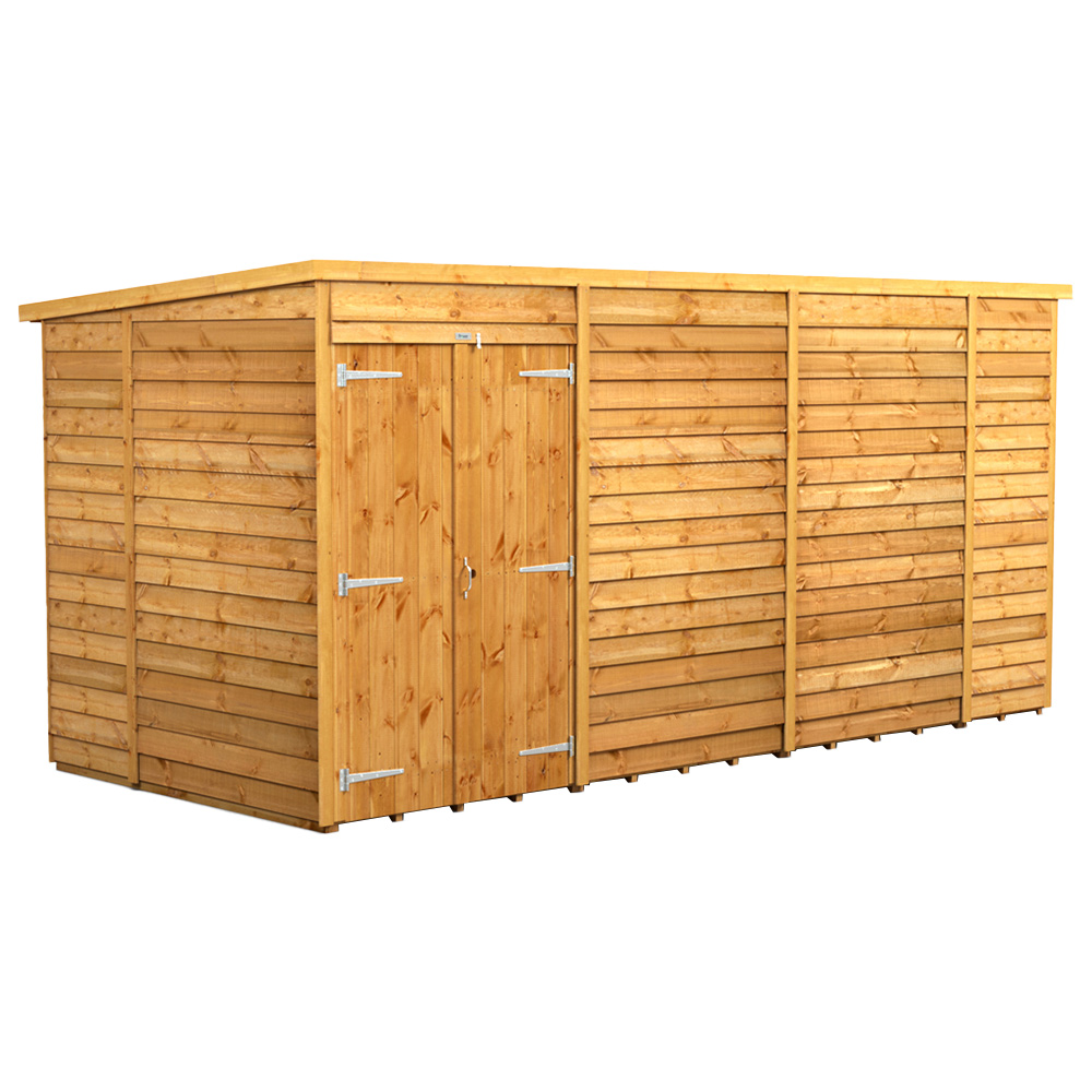 Power 14 x 6ft Double Door Overlap Pent Garden Shed Image 1