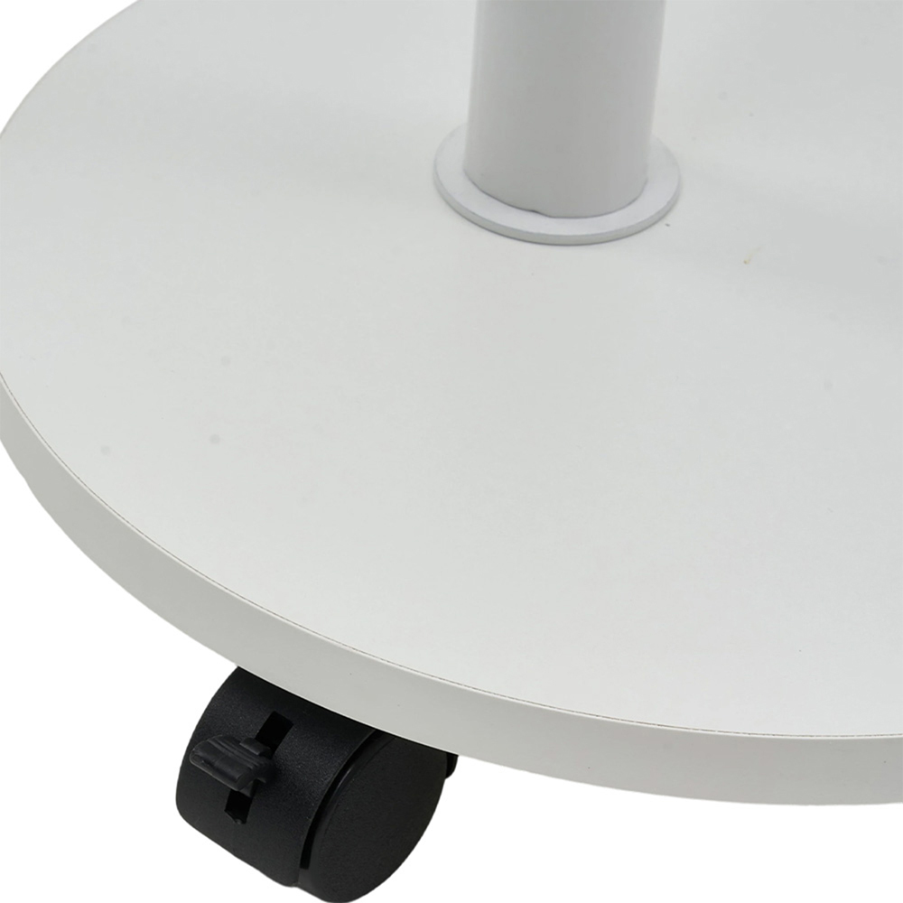 Living and Home White Round Side Table with Lockable Castors Image 6