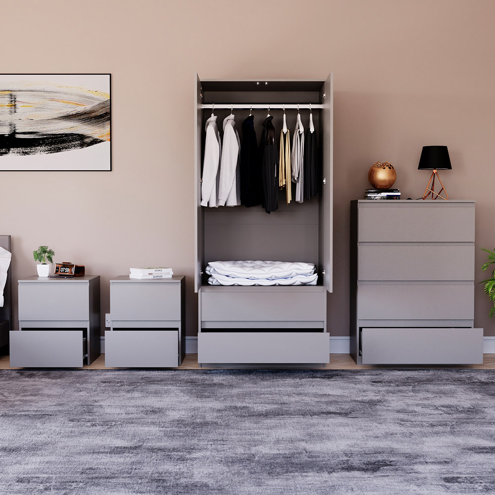 Denver Grey 4 Piece Bedroom Furniture Set Image 4