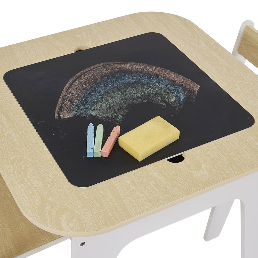 Liberty House Toys 3-in-1 White and Wood Kids Storage Table and Chair Set Image 6