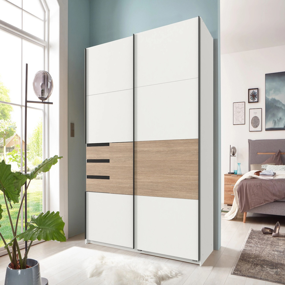 TJ'S Bermen 2 Door 3 Drawer White Sliding Wardrobe 180cm Image 6