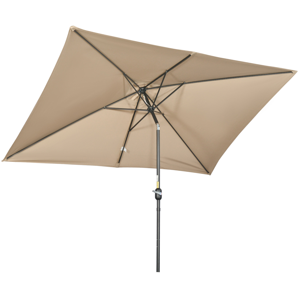 Outsunny Khaki Crank and Tilt Parasol 3 x 2m Image 1