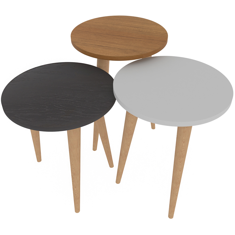 Decorotika Anthracite Teak and Cream Nest of Coffee Tables Set of 3 Image 2