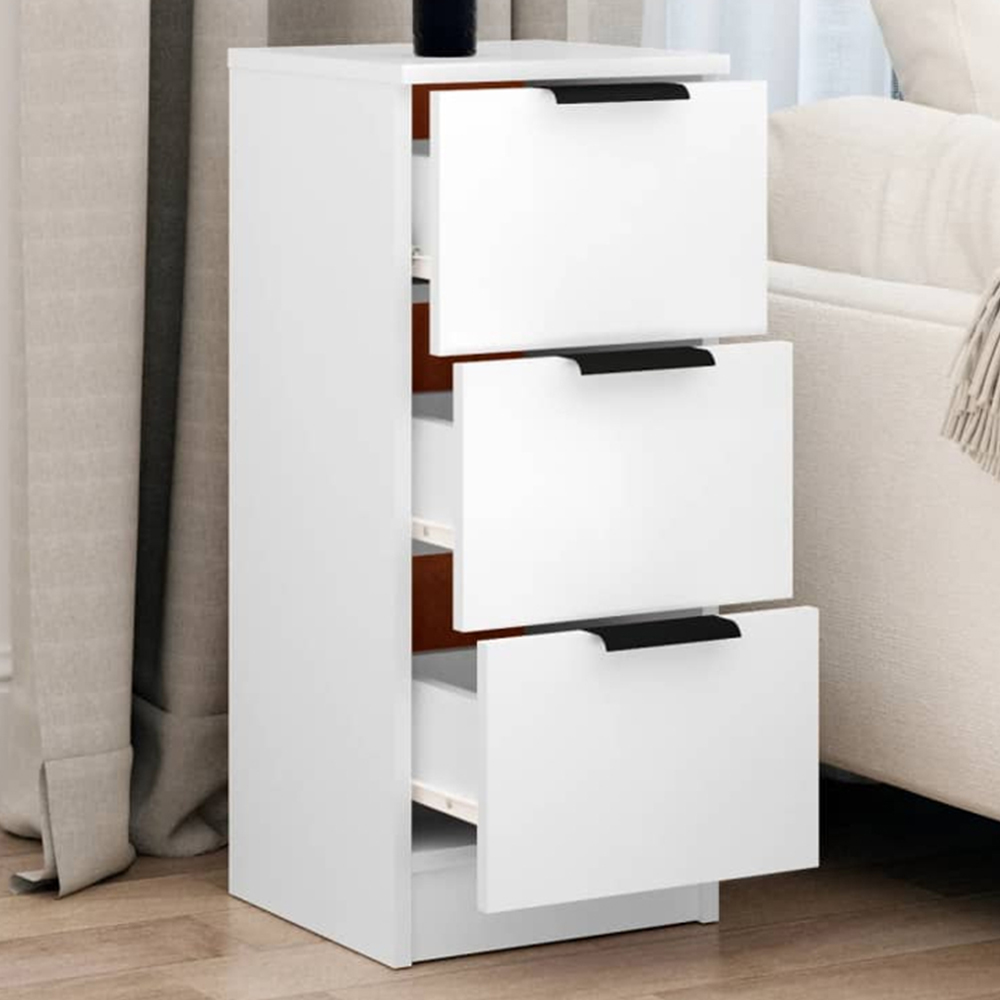 vidaXL 3 Drawer White Sideboard Image 1