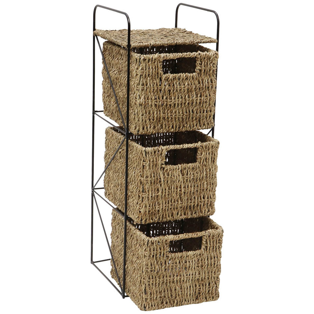 JVL 3-Drawer Seagrass Storage Tower Image 3