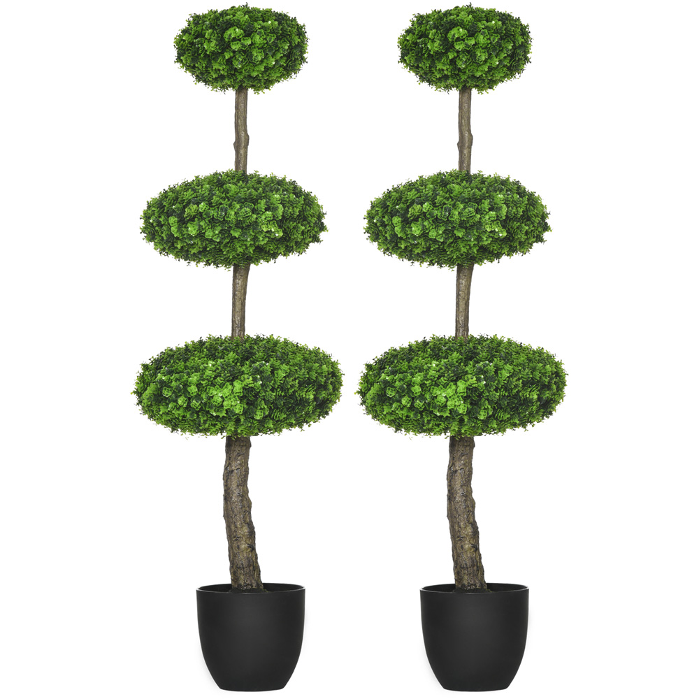 HOMCOM Green Boxwood Ball Topiary Trees Artificial Plant in Pot 2 Pack Image 1