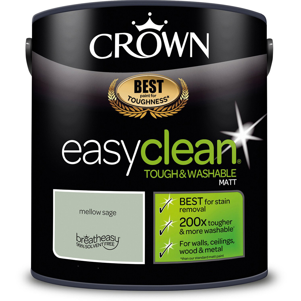 Crown Easyclean Mellow Sage Matt Emulsion Multisurface Paint 2.5L Image 2