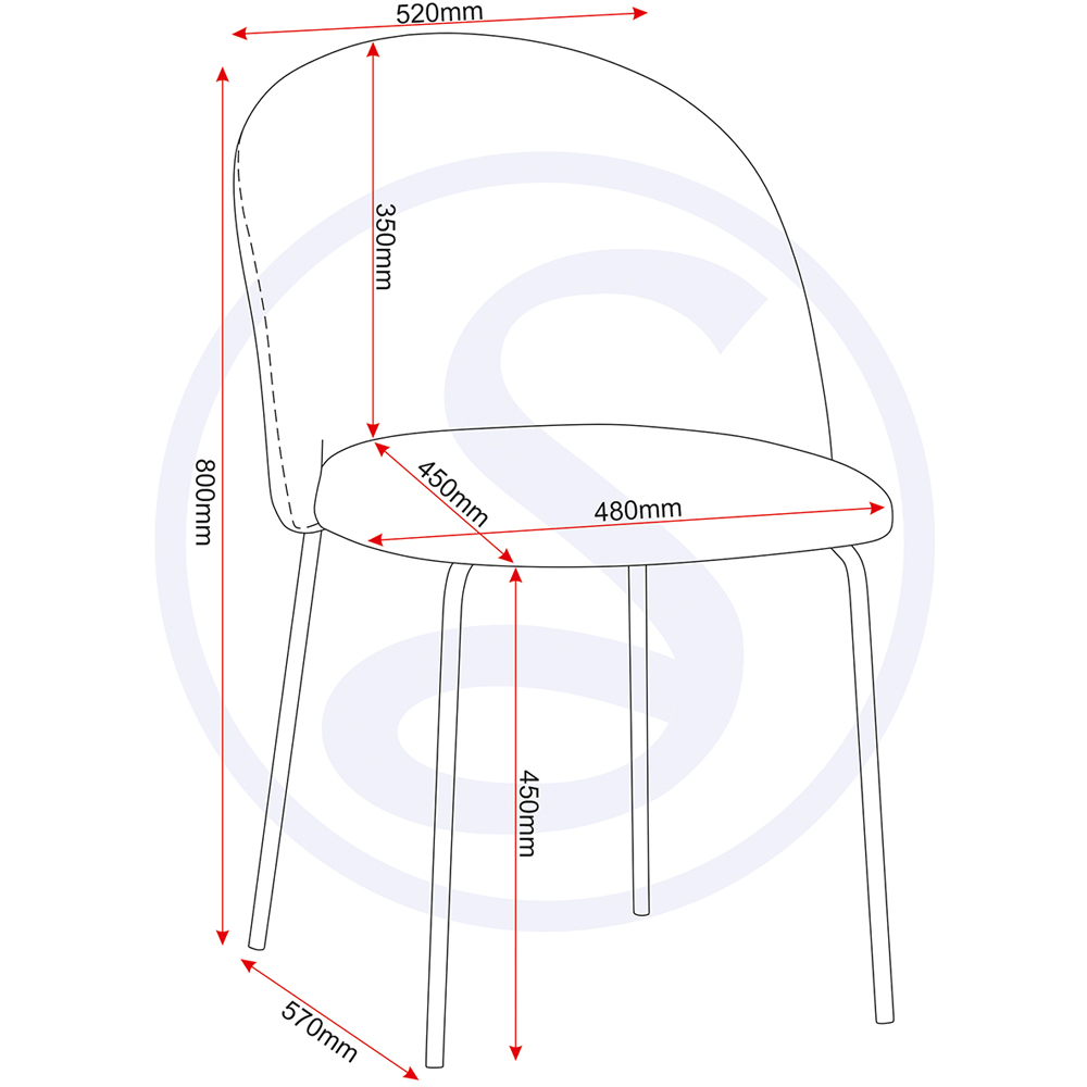 Seconique Boston Set of 4 Sapphire Blue Velvet Dining Chair Image 9