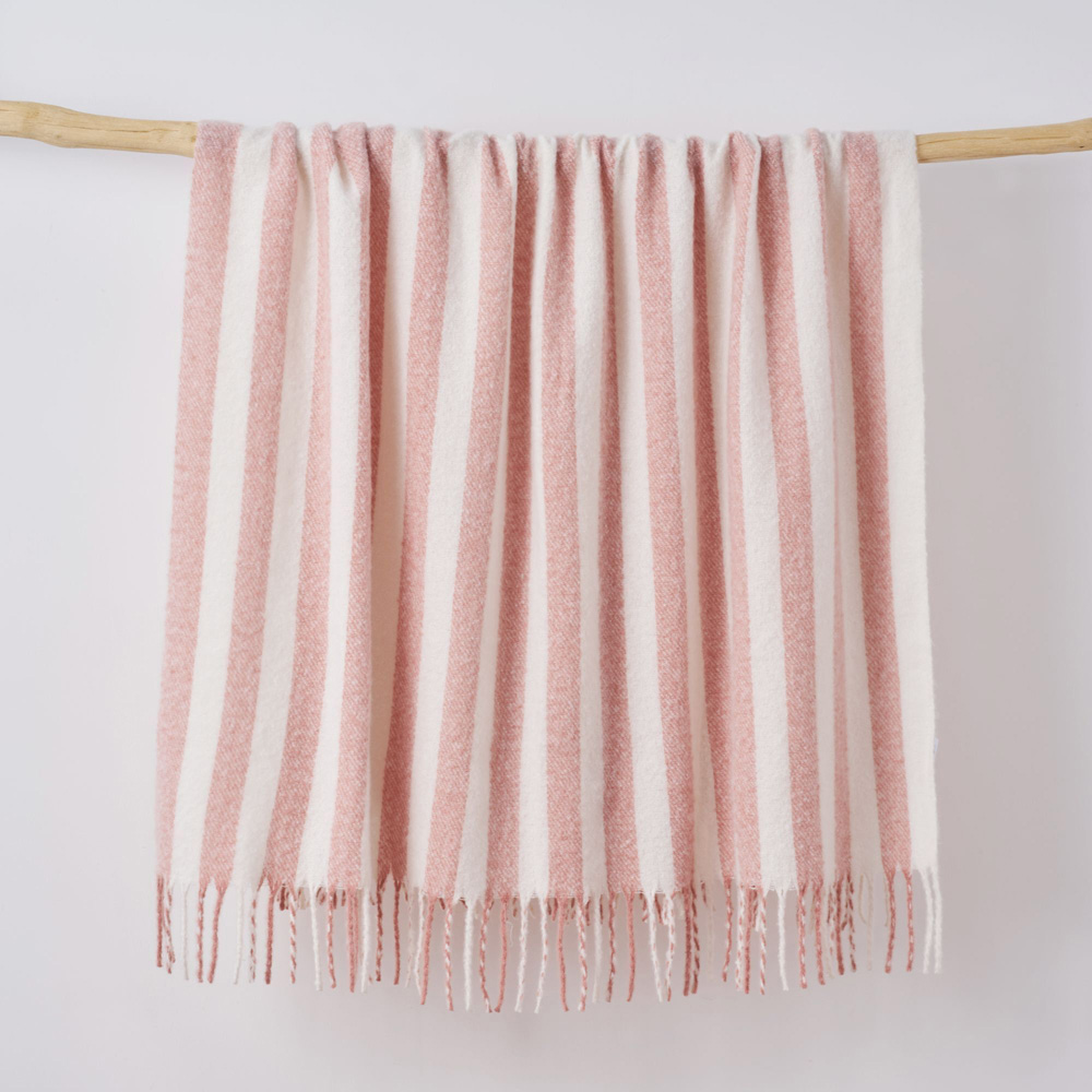 Allure Bath Fashions Pink Faux Mohair Striped Herringbone Throw Blanket 130 x 170cm Image 3