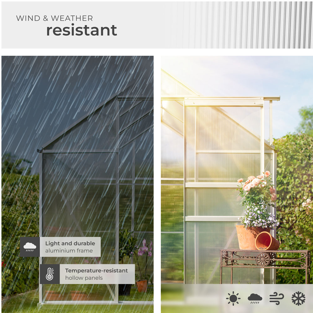 tectake Clear Aluminium 6 x 6.2ft Greenhouse Image 5