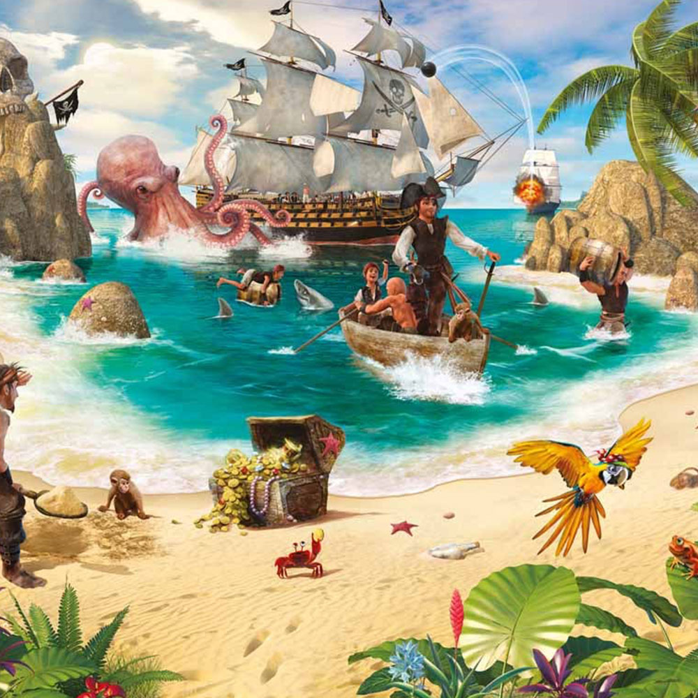 Walltastic Wallpaper Mural Pirate and Treasure Adventure 8ft x 10ft Image 1