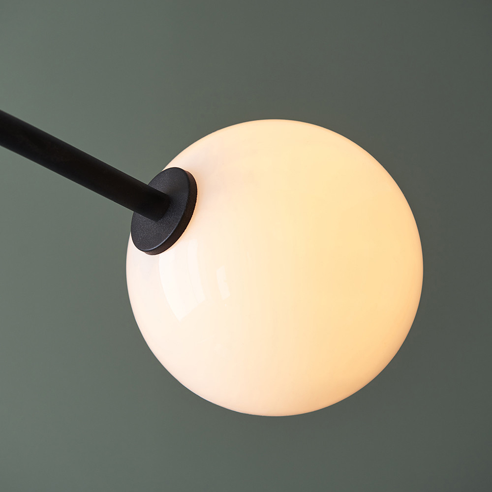 Merano Rovigo Matt Black and Opal Glass 4 Light Ceiling Light Image 5