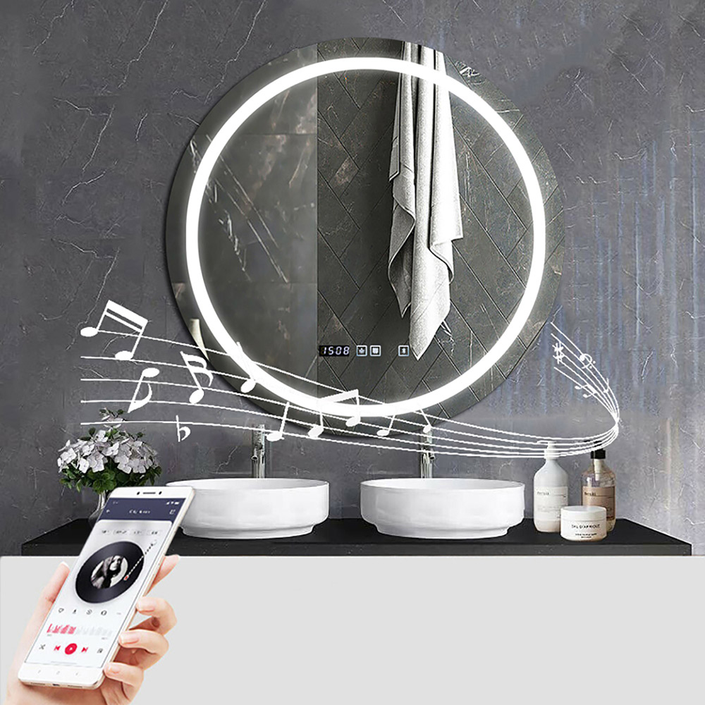 Ener-J Round LED Mirror with Bluetooth Speaker and Changeable CCT Image 4