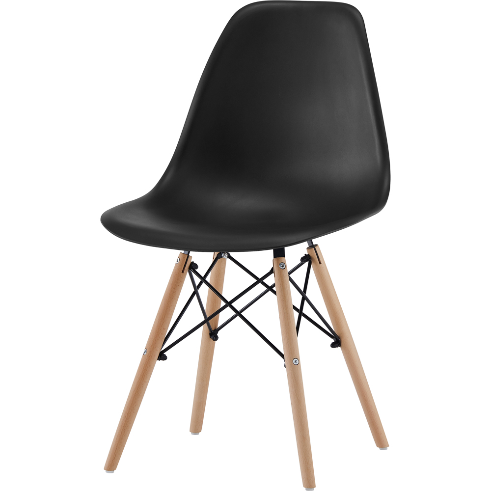 Comfy Living 4 Seater Metal Detailing Dining Set Oak and Black Image 3