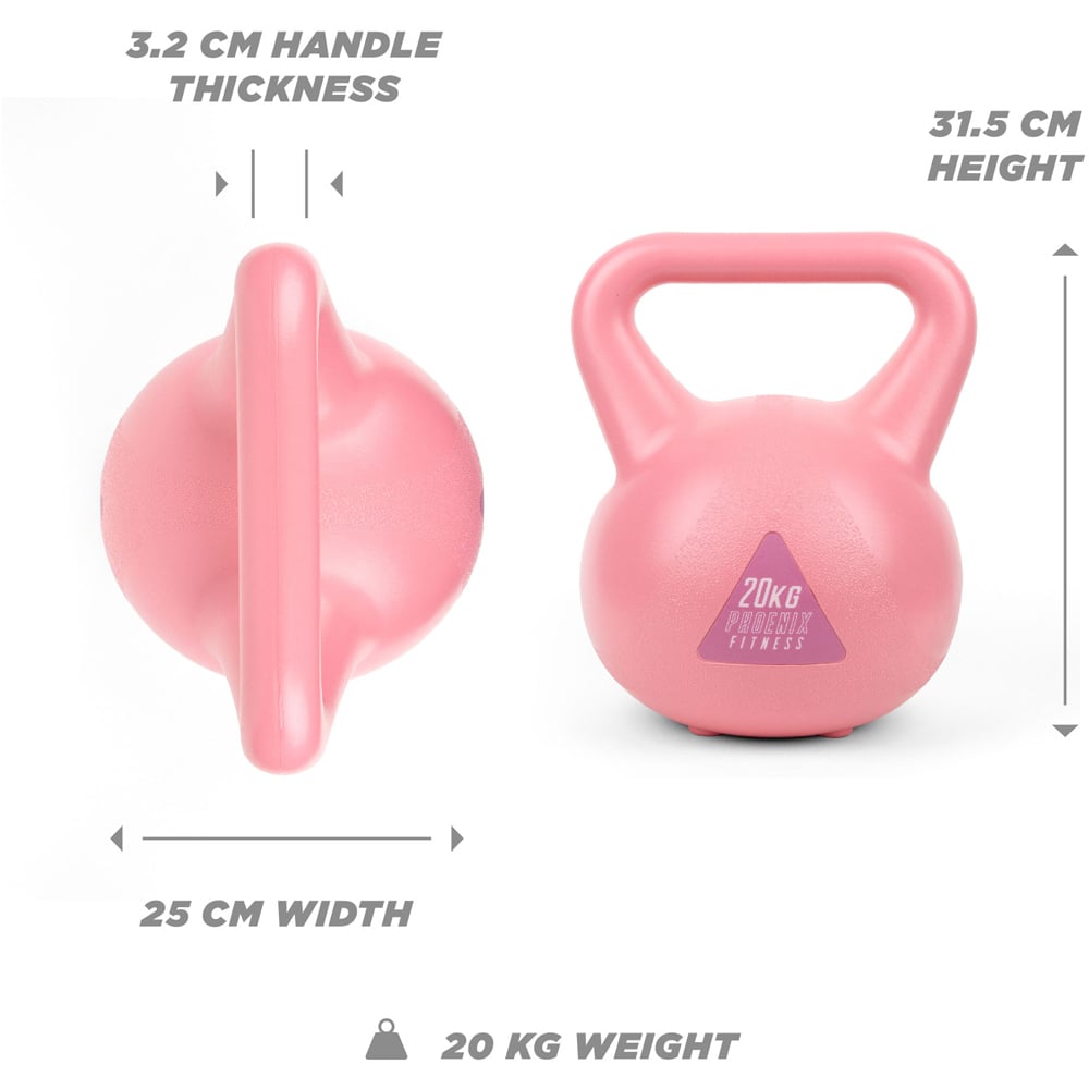 Phoenix Fitness Pink Vinyl Kettlebell 20kg Image 3