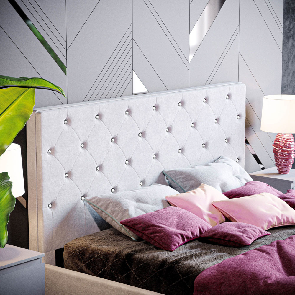Vida Designs Arabella King Size Light Grey Velvet Bed Frame Image 3