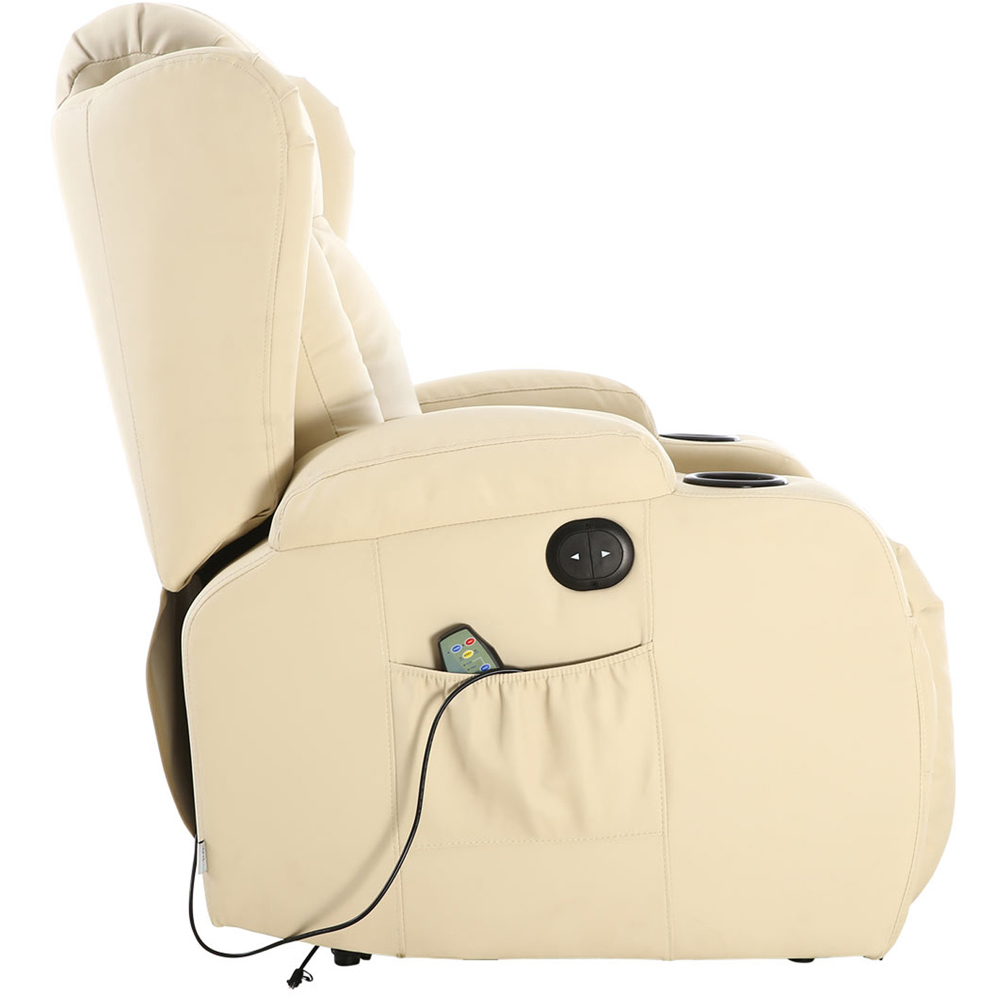 Furniture Online Caesar Cream Bonded Leather Electric Recliner Chair Image 5