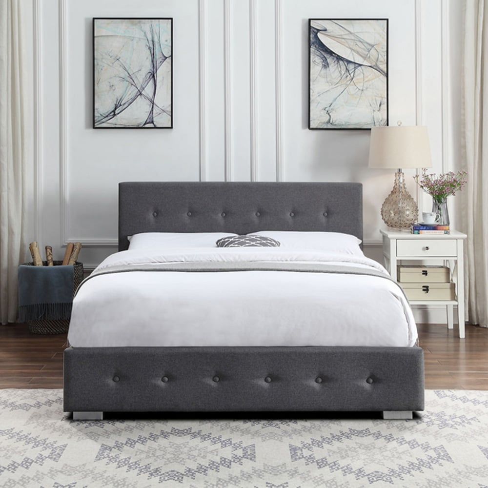 Home Treats Double Dark Grey Ottoman Bed Image 7