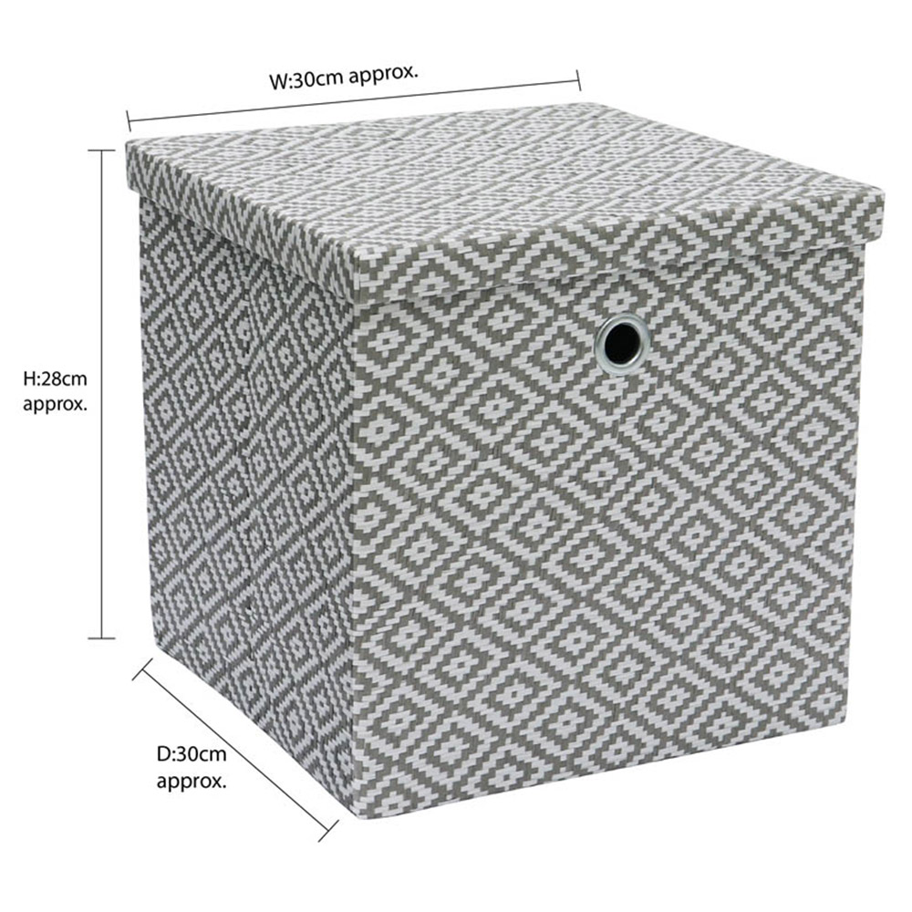 JVL Argyle Grey Foldable Paper Storage Box with Lid Image 7